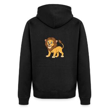 Safari d'illustration de dessin animé de lion sauvage - Veste à capuche bio Premium Unisexe - noir - Dos - Nico (187cm)