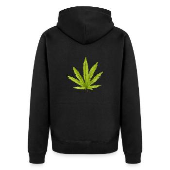 Hemp Leaf - Unisex Premium Organic Zip Hoodie - black - Back - Nico (187cm)