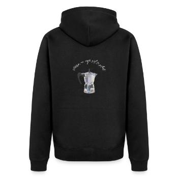 Chérie un café s il te plait - Unisex Premium Bio Zip Hoodie - Schwarz - Hinten - Nico (187cm)