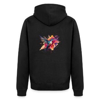 Bunter Kolibri Kreative Naturschönheit - Unisex Premium Bio Zip Hoodie - Schwarz - Hinten - Nico (187cm)
