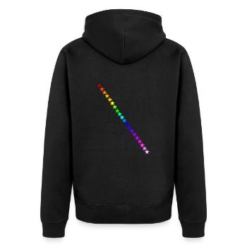 Sterne Regenbogen Geschenkidee bunt Farben - Unisex Premium Bio Zip Hoodie - Schwarz - Hinten - Nico (187cm)