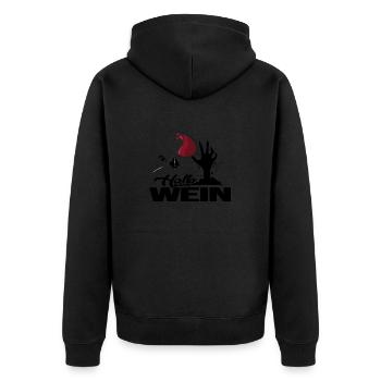Hallo-wein Halloween-PartySpruch Wein-Zombie - Unisex Premium Bio Zip Hoodie - Schwarz - Hinten - Nico (187cm)