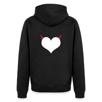 Herz Teufel Diable que j’aime - Veste à capuche bio Premium Unisexe - noir - Dos - Nico (187cm)