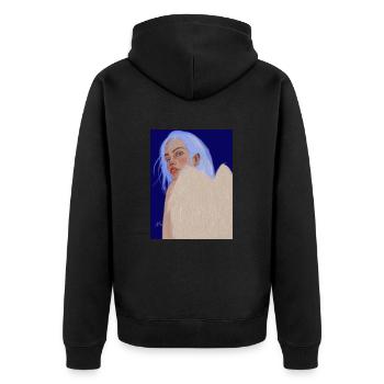 Ich sehe dich - Unisex Premium Bio Zip Hoodie - Schwarz - Hinten - Nico (187cm)