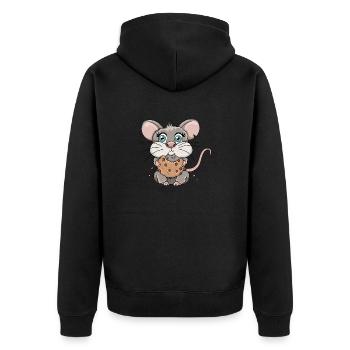 Cute mouse biscuit crumbs cartoon illustration - Unisex Premium Organic Zip Hoodie - black - Back - Nico (187cm)