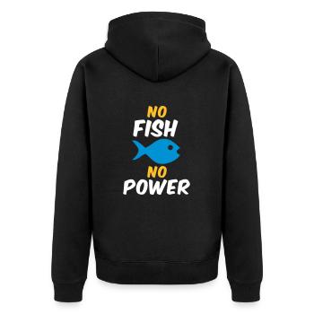 No fish no power - Unisex Premium Organic Zip Hoodie - black - Back - Nico (187cm)