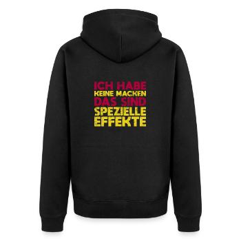 Ich Habe Keine Macken Das Sind Spezielle... - Unisex Premium Bio Zip Hoodie - Schwarz - Hinten - Nico (187cm)
