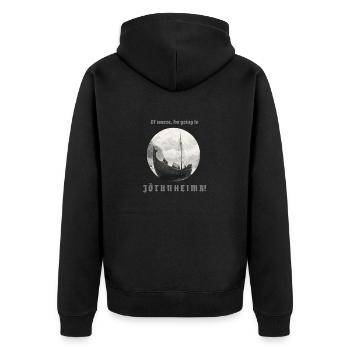 Un navire viking navigue vers Jötunheim avec inscription - Veste à capuche bio Premium Unisexe - noir - Dos - Nico (187cm)