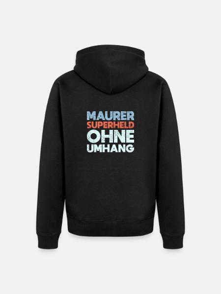 Maurer Superheld Ohne Umhang - Unisex Premium Bio Zip Hoodie - Schwarz