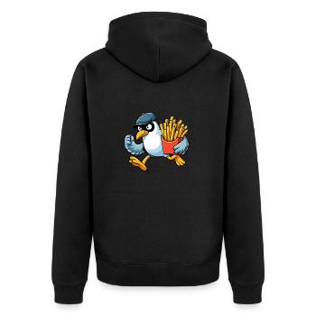 North Sea Seagull French Fries Thief Sea Fast Food - Unisex Premium Organic Zip Hoodie - black - Back - Nico (187cm)