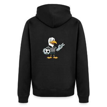 Nordsee Möwe Fußball Schiedsrichter Ball EM - Unisex Premium Bio Zip Hoodie - Schwarz - Hinten - Nico (187cm)