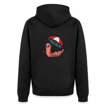 Wurm Regenwurm Regenschirm Garten Schirm Wetter - Unisex Premium Bio Zip Hoodie - Schwarz - Hinten - Nico (187cm)