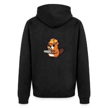 Biber Bob Baumeister Säge Helm Handwerker Beruf - Unisex Premium Bio Zip Hoodie - Schwarz - Hinten - Nico (187cm)