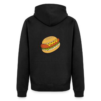 Délicieuse Bratwurst Brötchen Mustard Cuisine de rue allemande - Veste à capuche bio Premium Unisexe - noir - Dos - Nico (187cm)