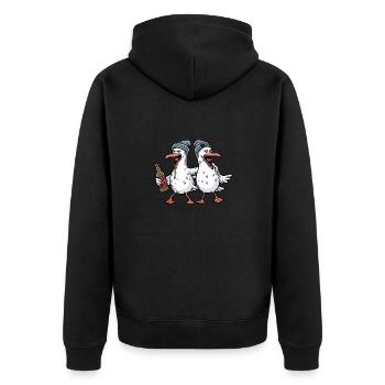 Nordsee Kiez Möwen Party Bier Hamburg Berlin Mütze - Unisex Premium Bio Zip Hoodie - Schwarz - Hinten - Nico (187cm)