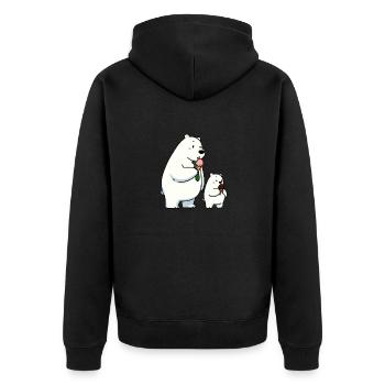 Père et fils Ours polaire avec crème glacée au chocolat à la fraise - Veste à capuche bio Premium Unisexe - noir - Dos - Nico (187cm)