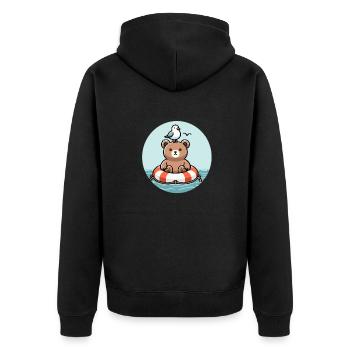 Bademeister Rettungsring - Unisex Premium Bio Zip Hoodie - Schwarz - Hinten - Nico (187cm)
