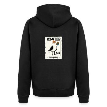Wanted Fries Bandit Voleur Mouette sur Affiche - Veste à capuche bio Premium Unisexe - noir - Dos - Nico (187cm)