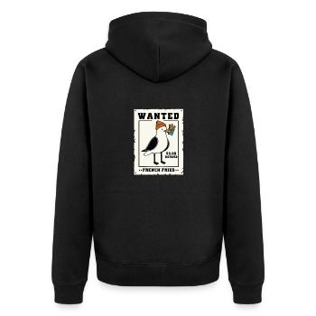 Wanted Fries Bandit Voleur Mouette sur Affiche - Veste à capuche bio Premium Unisexe - noir - Dos - Nico (187cm)