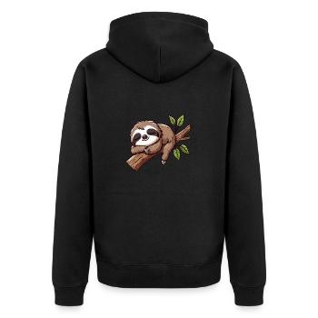 Good night! Sleep sleepy head sloth on branch - Unisex Premium Organic Zip Hoodie - black - Back - Nico (187cm)