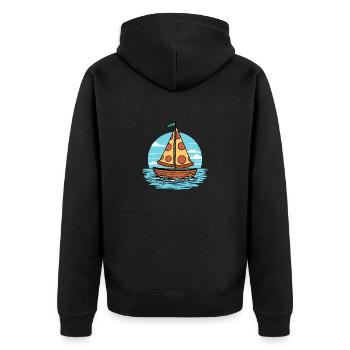 Voilier Ahoy Sea avec voile de pizza au salami - Veste à capuche bio Premium Unisexe - noir - Dos - Nico (187cm)