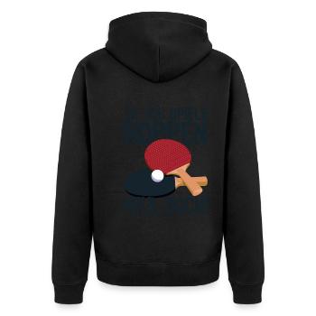 Ja ich spiele Noppen heul doch! Material Spieler - Unisex Premium Bio Zip Hoodie - Schwarz - Hinten - Nico (187cm)