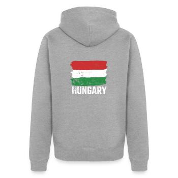 Ungarn Hungary Flagge Ungarisch Stolz - Unisex Premium Bio Zip Hoodie - Grau meliert - Hinten - Nico (187cm)