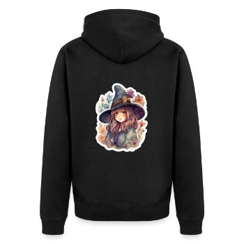 Cute witch framed by flowers - Unisex Premium Organic Zip Hoodie - black - Back - Nico (187cm)