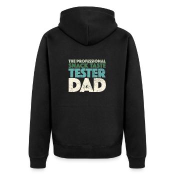 The Professional Snack Taste Tester Dad - Unisex Premium Bio Zip Hoodie - Schwarz - Hinten - Nico (187cm)