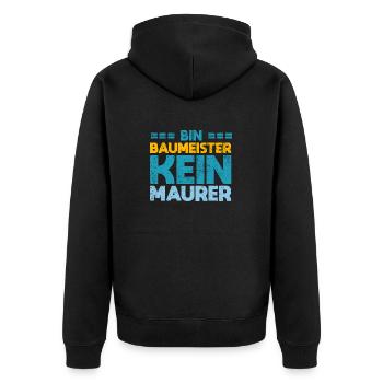 Bin Baumeister, Kein Maurer - Unisex Premium Bio Zip Hoodie - Schwarz - Hinten - Nico (187cm)