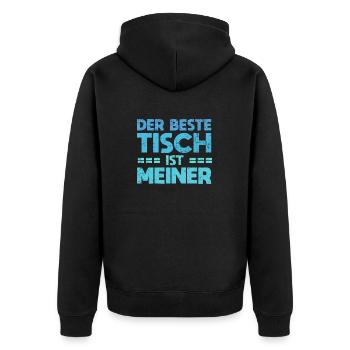 Der Beste Tisch Ist Meiner - Unisex Premium Bio Zip Hoodie - Schwarz - Hinten - Nico (187cm)
