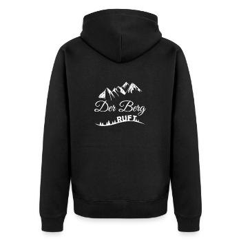 Der Berg ruft - Unisex Premium Bio Zip Hoodie - Schwarz - Hinten - Nico (187cm)