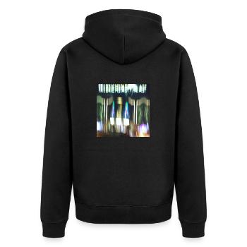 Berlin bei Nacht - Unisex Premium Bio Zip Hoodie - Schwarz - Hinten - Nico (187cm)