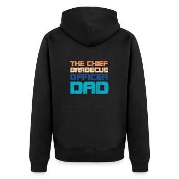 The Chief Barbecue Officer Dad (CBO) - Unisex Premium Bio Zip Hoodie - Schwarz - Hinten - Nico (187cm)