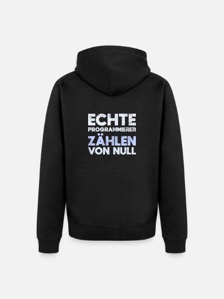 Echte Programmierer Zählen Von Null - Unisex Premium Bio Zip Hoodie - Schwarz