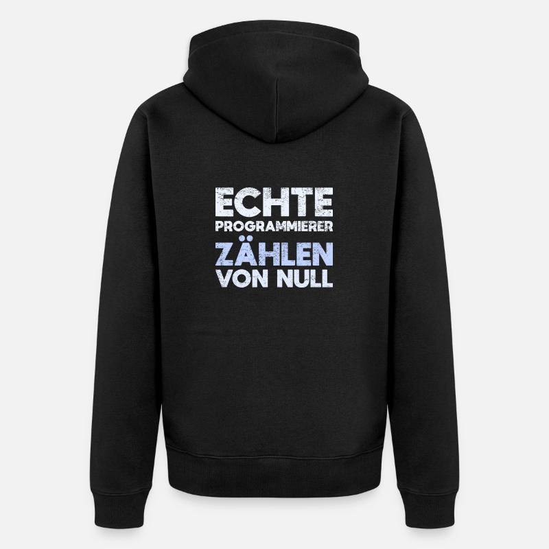 Echte Programmierer Zählen Von Null - Unisex Premium Bio Zip Hoodie - Schwarz