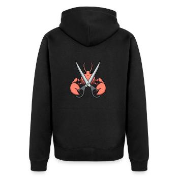 Comic Lobster Crab Lobster Spiny Lobster Gray Scissors - Unisex Premium Organic Zip Hoodie - black - Back - Nico (187cm)