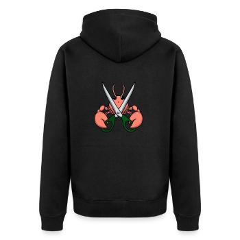 Comic Lobster Crab Lobster Crayfish Spiny Lobster Green Scissors - Unisex Premium Organic Zip Hoodie - black - Back - Nico (187cm)