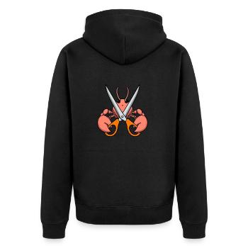 Comic Lobster Crab Lobster Spiny Lobster Orange Scissors - Unisex Premium Organic Zip Hoodie - black - Back - Nico (187cm)