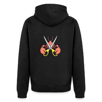Comic Lobster Crab Lobster Spiny Lobster Yellow Scissors - Unisex Premium Organic Zip Hoodie - black - Back - Nico (187cm)