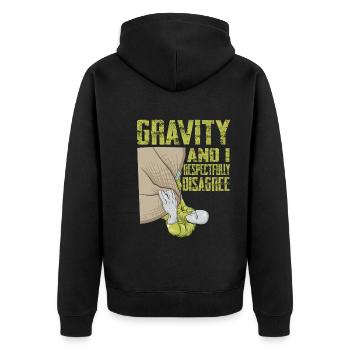 Funny Climber Rock Climbing Gravity - Unisex Premium Bio Zip Hoodie - Schwarz - Hinten - Nico (187cm)