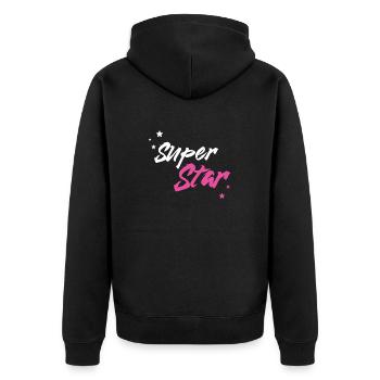 Super Star - Unisex Premium Bio Zip Hoodie - Schwarz - Hinten - Nico (187cm)