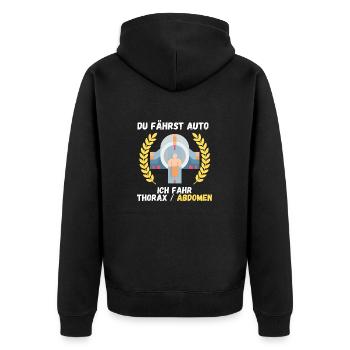 Du fährst Auto, ich fahr Thorax MTRA Technologe - Unisex Premium Bio Zip Hoodie - Schwarz - Hinten - Nico (187cm)