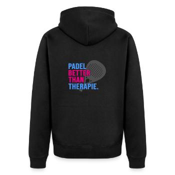 Padel Padeltennis Padel-Therapie PADELTENNIS-sport - Unisex Premium Bio Zip Hoodie - Schwarz - Hinten - Nico (187cm)