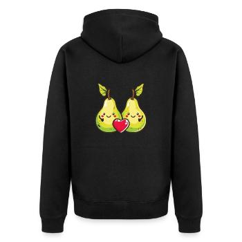 Poire Couple Amour Coeur Bande Dessinée - Veste à capuche bio Premium Unisexe - noir - Dos - Nico (187cm)