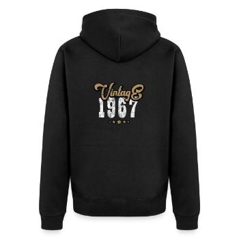 Jahrgang 1967 geboren Geburtstag Retro Geschenk - Unisex Premium Bio Zip Hoodie - Schwarz - Hinten - Nico (187cm)