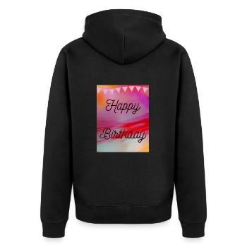 HAPPY BIRTHDAY,HAPPY BIRTHDAY,BIRTHDAY,BIRTHDAY - Unisex Premium Organic Zip Hoodie - black - Back - Nico (187cm)
