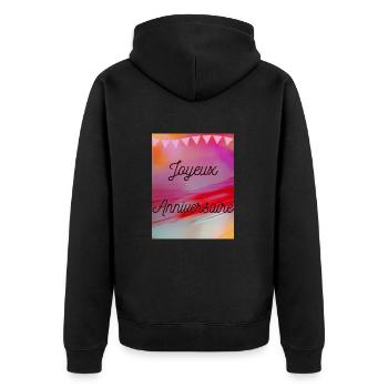 HAPPY BIRTHDAY,HAPPY BIRTHDAY,BIRTHDAY,BIRTHDAY - Unisex Premium Organic Zip Hoodie - black - Back - Nico (187cm)