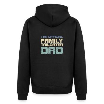 The Official Family Tailgater Dad - Unisex Premium Bio Zip Hoodie - Schwarz - Hinten - Nico (187cm)