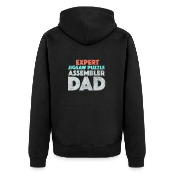 The Expert Jigsaw Puzzle Assembler Dad - Unisex Premium Organic Zip Hoodie - black - Back - Nico (187cm)